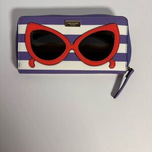 Kate Spade Striped Wallet with Sunglasses Accent